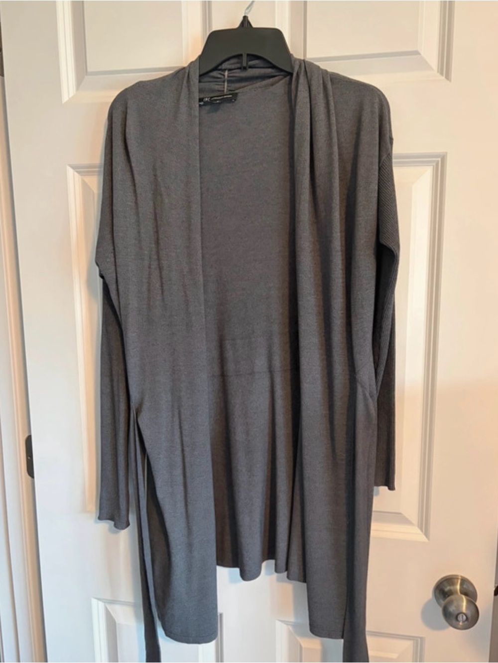 INC International Concepts Charcoal Gray Open-Front Drape Cardigan